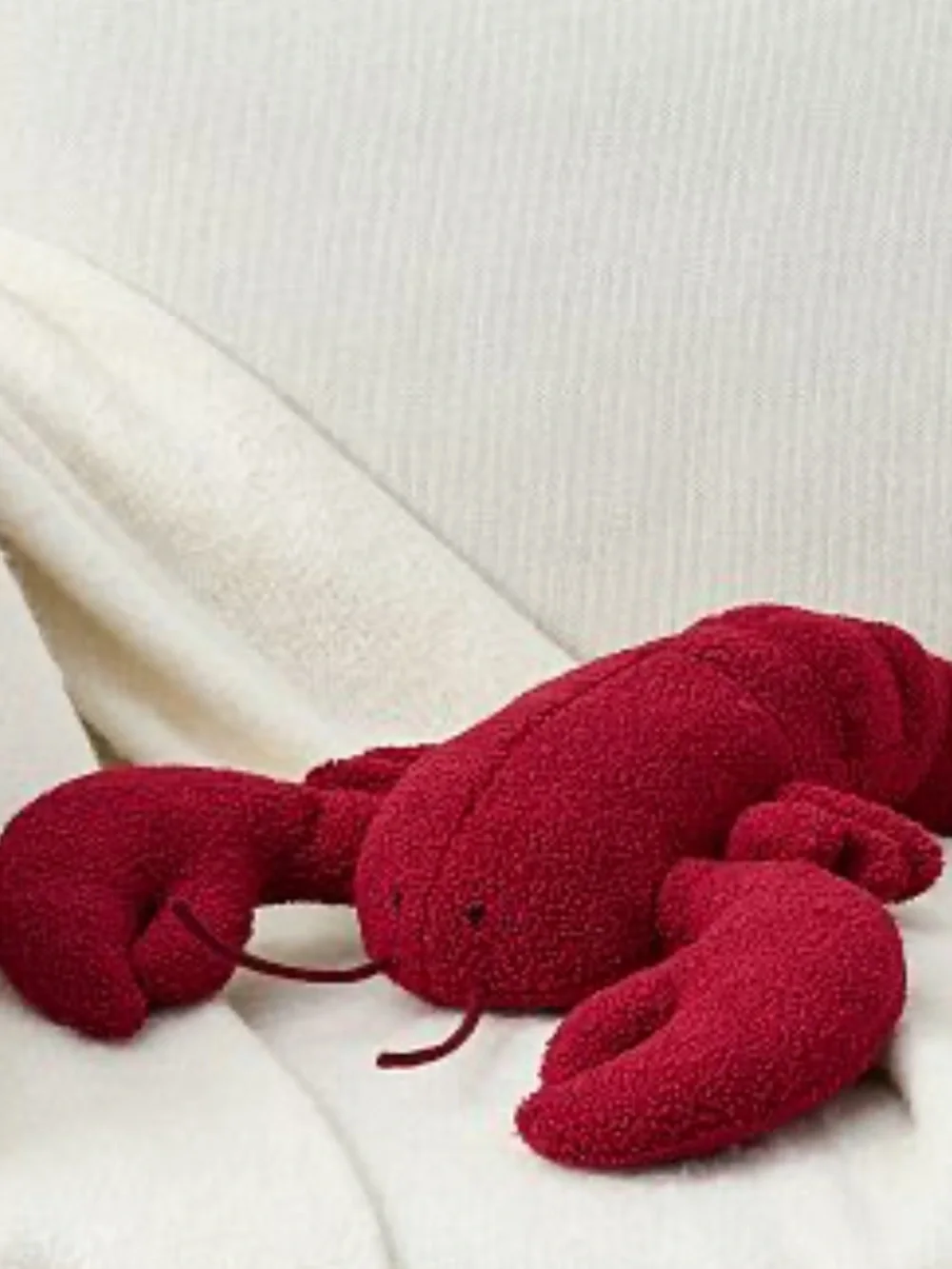 Pottery Barn Larry the Lobster Pillow 7.5x15 Red Coastal Nautical Decor NWOT